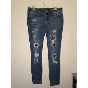 Judy Blue Jeans Womens 13/31 Blue Denim Skinny Fit Mid Rise Distressed Ripped